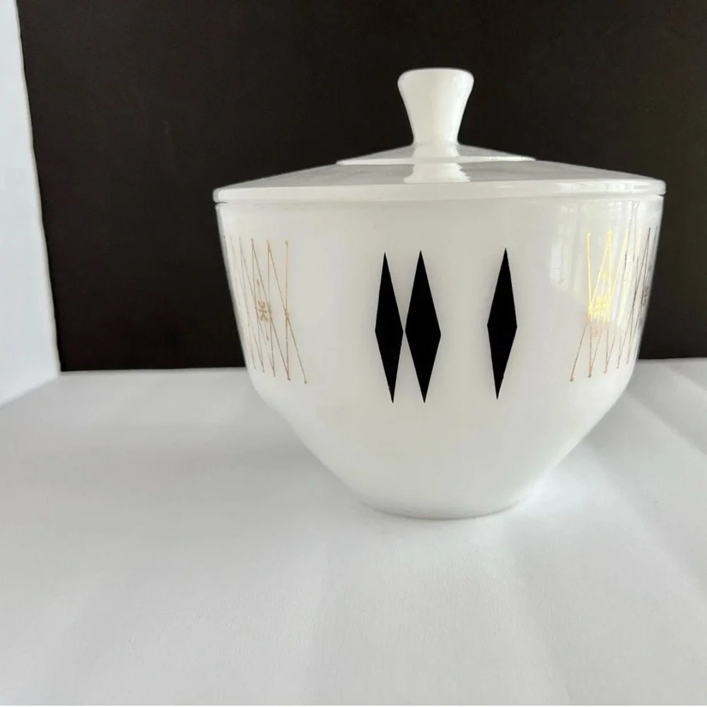 Federal Glass Vintage 70's BLACK DIAMOND 1 1/2 Quart Casserole‎ Bowl w Lid GUC